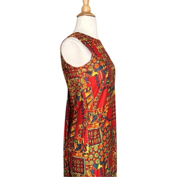 Vintage 60s Joni Apple Egyptian Revival Maxi Psychedelic Boho Tribal Print - Picture 9 of 17